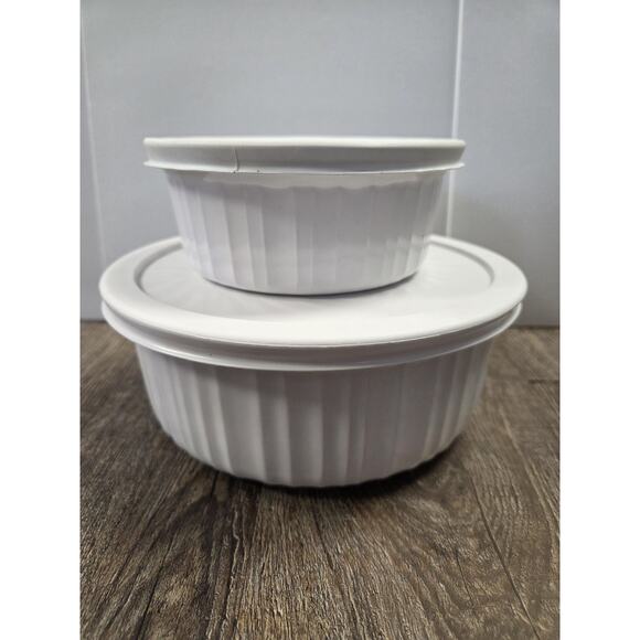 Corningware Other - Corningware French White Ovenware Bowl Lid Set Lot F16B + 1.4L Vintage